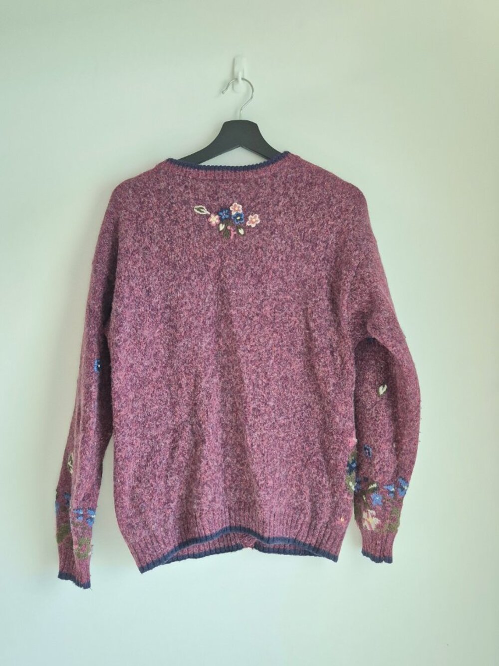Northern Reflections Vintage Wool Floral Embroidered Cardigan Sweater L/G - Picture 9 of 11